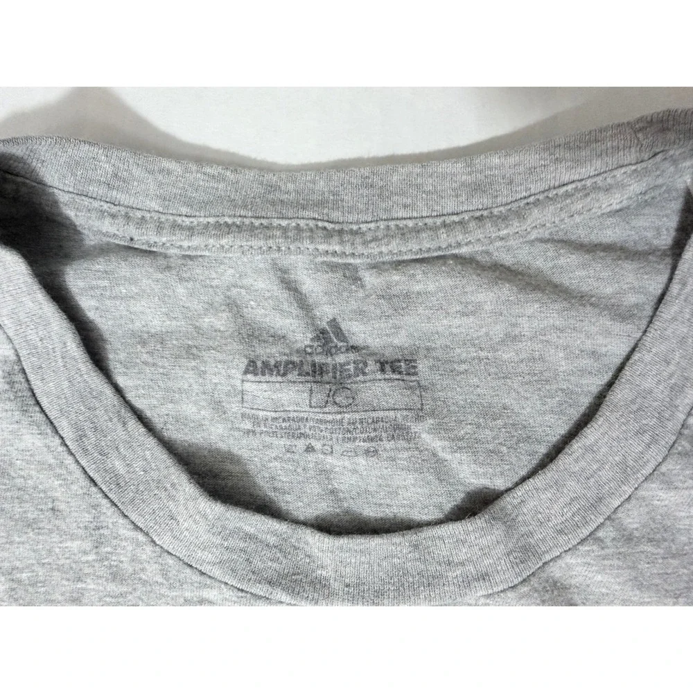 Adidas Amplifier Tee Mens Large Gray Black Logo Short Sleeve Graphic T-Shirt